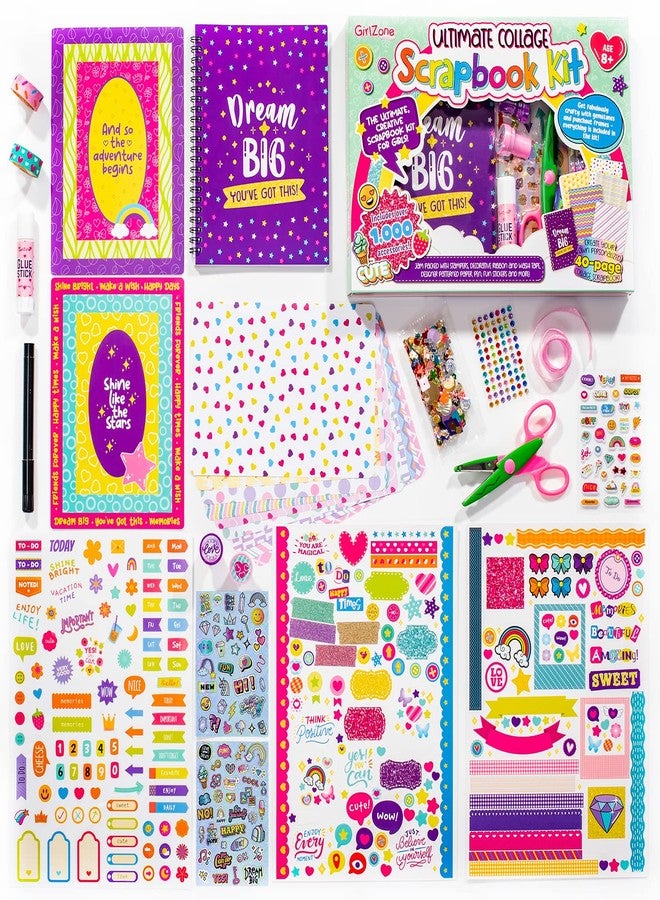 GirlZone Ultimate Collage Scrapbook Kit, Includes Scrapbook Stickers and Fun Scrapbook Accessories to Make an Amazing 40-Page Photo Album Scrapbook, Perfect for Valentine and Easter Gifts - Image 1
