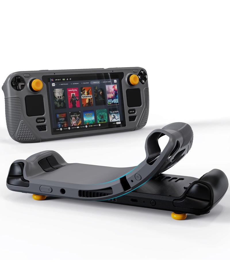 Syntech Protective Case Compatible with Steam Deck Accessories Console OLED/LCD, All-Round Protection with Non-Slip Thumb Grips, Silicone Cover for Enhanced Fit and Alignment-Gray - Image 1
