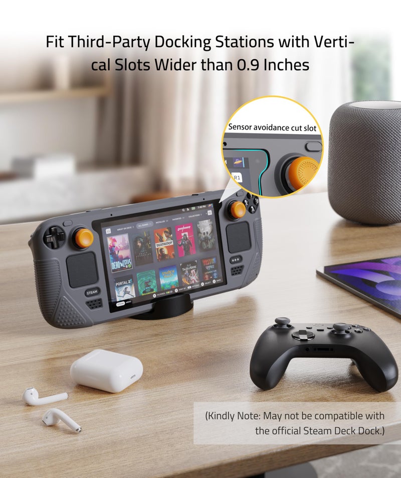 Syntech Protective Case Compatible with Steam Deck Accessories Console OLED/LCD, All-Round Protection with Non-Slip Thumb Grips, Silicone Cover for Enhanced Fit and Alignment-Gray - Image 5