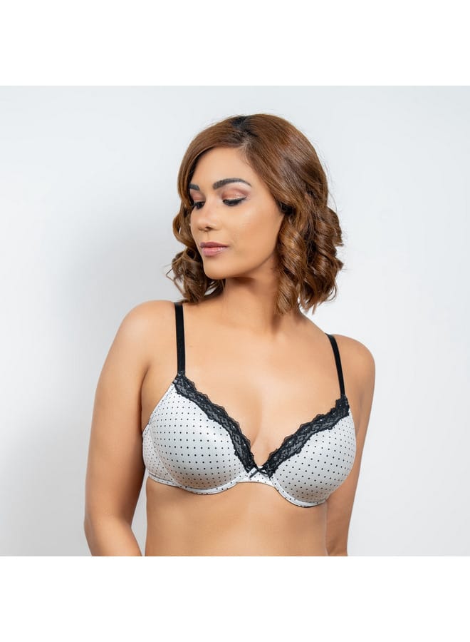 Aadaraya Aadaraya Lace Detail A-frame Bra with Hook and Eye Closure - Image 1