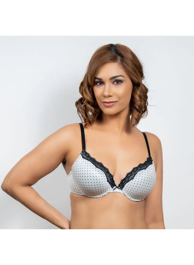 Aadaraya Aadaraya Lace Detail A-frame Bra with Hook and Eye Closure