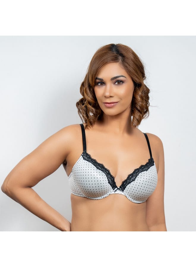 Aadaraya Aadaraya Lace Detail A-frame Bra with Hook and Eye Closure - Image 2