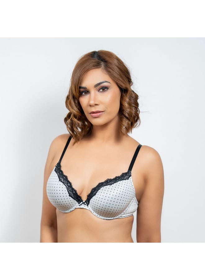 Aadaraya Aadaraya Lace Detail A-frame Bra with Hook and Eye Closure - Image 3