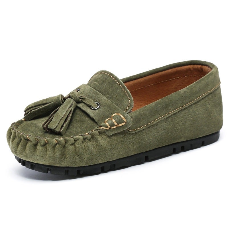 Children'S Shoes Pea Shoes Autumn New Leather Zhongda Boys Shoes British Tassel Trendy Shoes Girls Princess Shoes - Image 1
