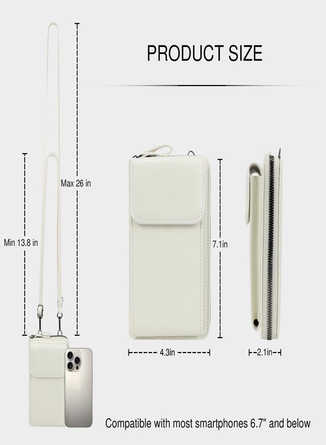 Youjaree Women Cell Phone Purse Wallet Small Crossbody Bag Leather Shoulder Bag with Card Slot (Light Ivory White) - Image 5