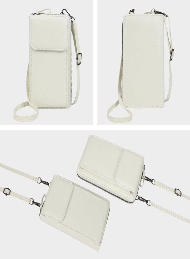 Youjaree Women Cell Phone Purse Wallet Small Crossbody Bag Leather Shoulder Bag with Card Slot (Light Ivory White) - Image 3