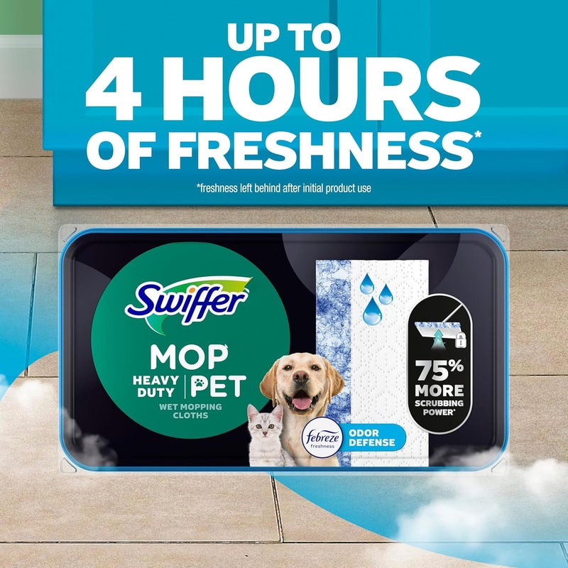 Swiffer مناديل مبللة ثقيلة للكلاب متعددة الأسطح لتجديد الأرضيات والتنظيف، برائحة منعشة، 16 قطعة، عبوة من 2 - Image 5