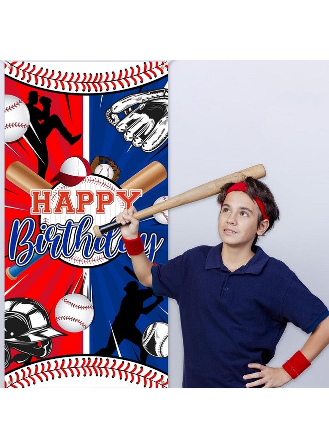 Avezano Baseball Party Decorations Baseball Happy Birthday Banner Sports Themed Birthday Door Cover Boys Kids Baseball Birthday Party Supplies - Image 4
