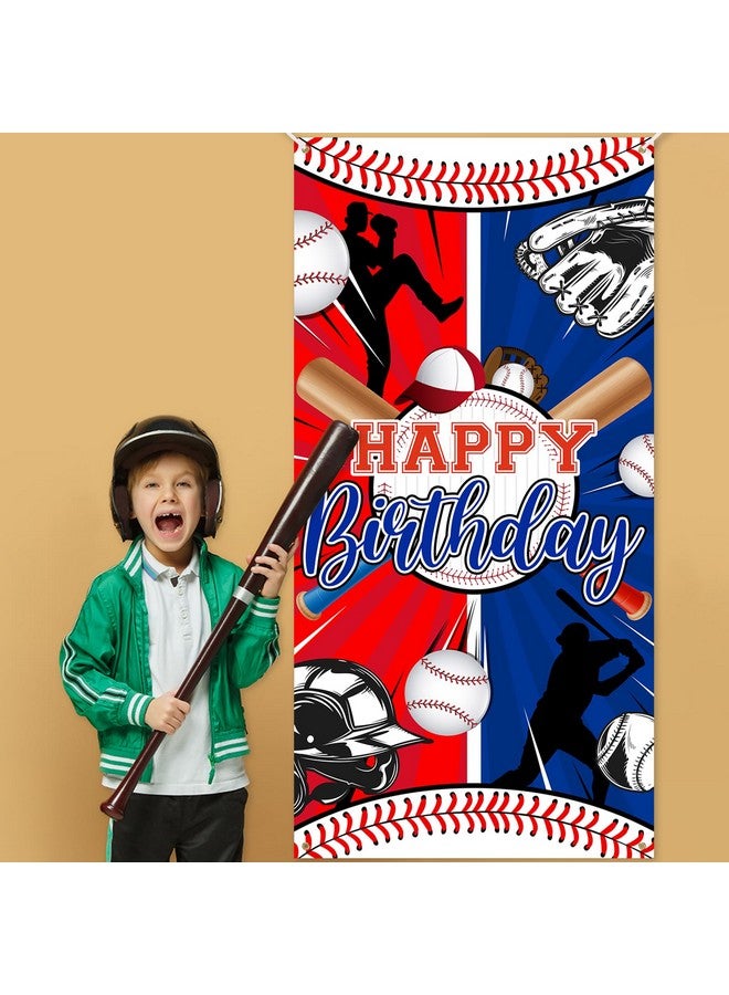 Avezano Baseball Party Decorations Baseball Happy Birthday Banner Sports Themed Birthday Door Cover Boys Kids Baseball Birthday Party Supplies - Image 3