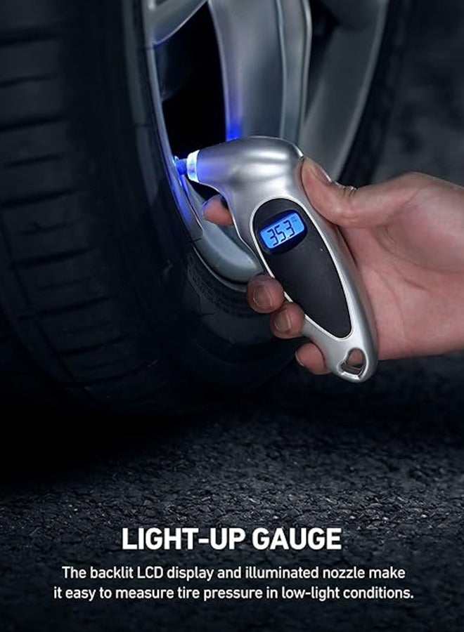 إسكدنيا مقياس ضغط الإطارات الرقمي، 150 رطل لكل بوصة مربعة، 4 إعدادات للسيارة والشاحنات والدراجات بإضاءة خلفية LCD ومقبض مانع للانزلاق، (خالية من البطارية) - Image 3