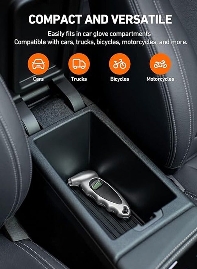 إسكدنيا مقياس ضغط الإطارات الرقمي، 150 رطل لكل بوصة مربعة، 4 إعدادات للسيارة والشاحنات والدراجات بإضاءة خلفية LCD ومقبض مانع للانزلاق، (خالية من البطارية) - Image 5