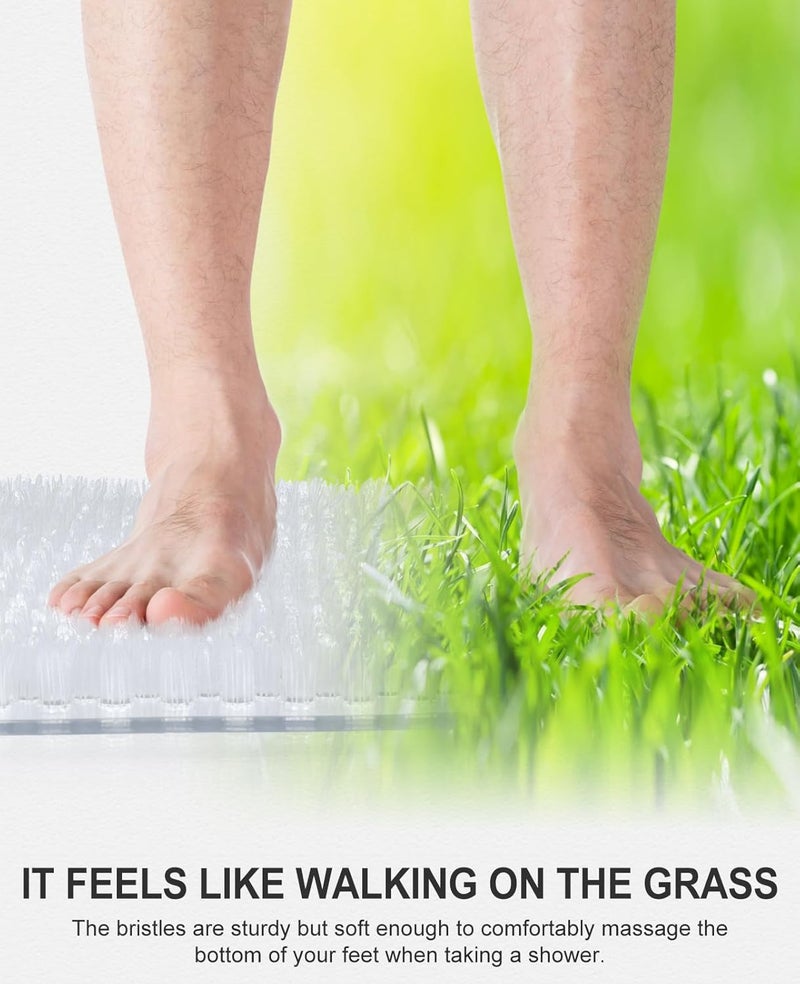 OTHWAY Non Slip Grassy Bathtub Mat : 25.6X13.4 inches Sturdy But Soft Bath Mat_Quick Drain Shower Floor Mat with Soft Bristles for Scrubbing Feet (Clear) - Image 5
