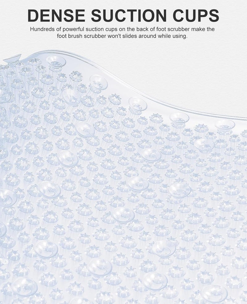 OTHWAY Non Slip Grassy Bathtub Mat : 25.6X13.4 inches Sturdy But Soft Bath Mat_Quick Drain Shower Floor Mat with Soft Bristles for Scrubbing Feet (Clear) - Image 3