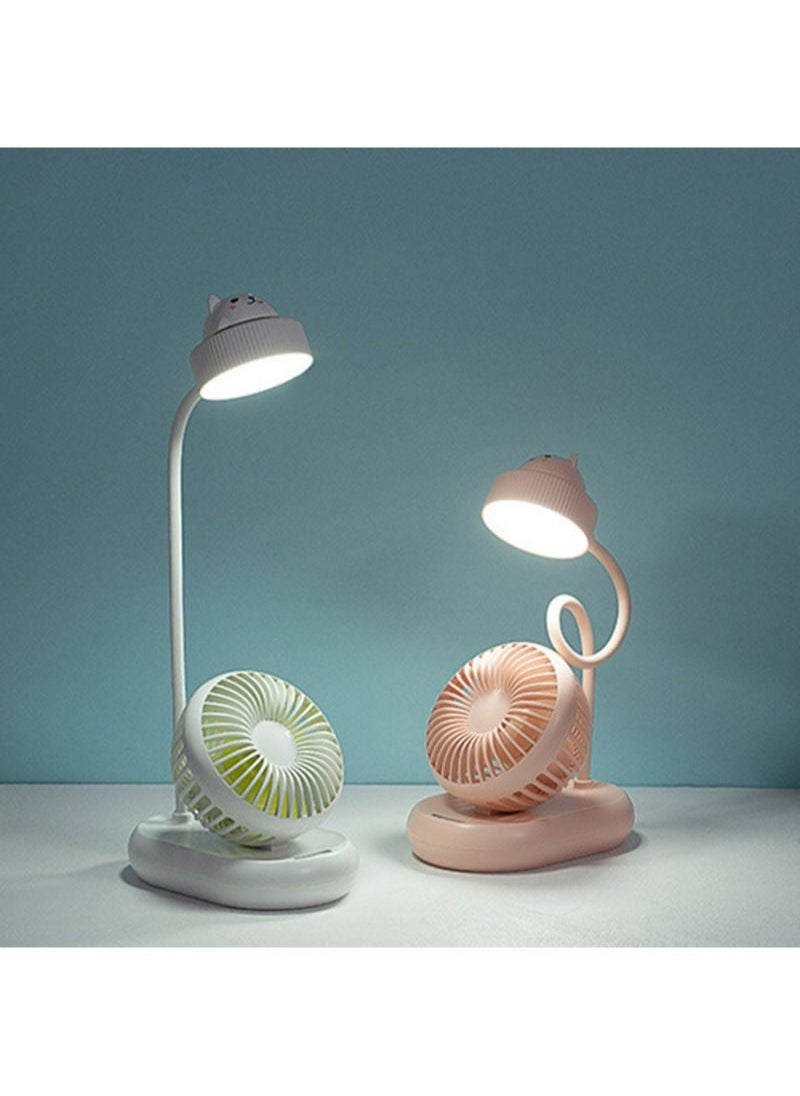 2-in-1 Desk Lamp & USB Rechargeable Fan – Adjustable LED Light with Cooling Fan for Home, Office, or Study, White