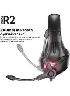xMOWi R2 Gaming RGB Gaming Headset with Microphone Noise Canceling Headphones AL-34552BLACK - Red  - Image 3