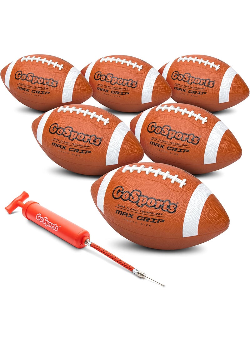 GoSports GoSports Rubber Footballs  6 Pack of Youth Size Balls with Pump  Carrying Bag  - Image 1