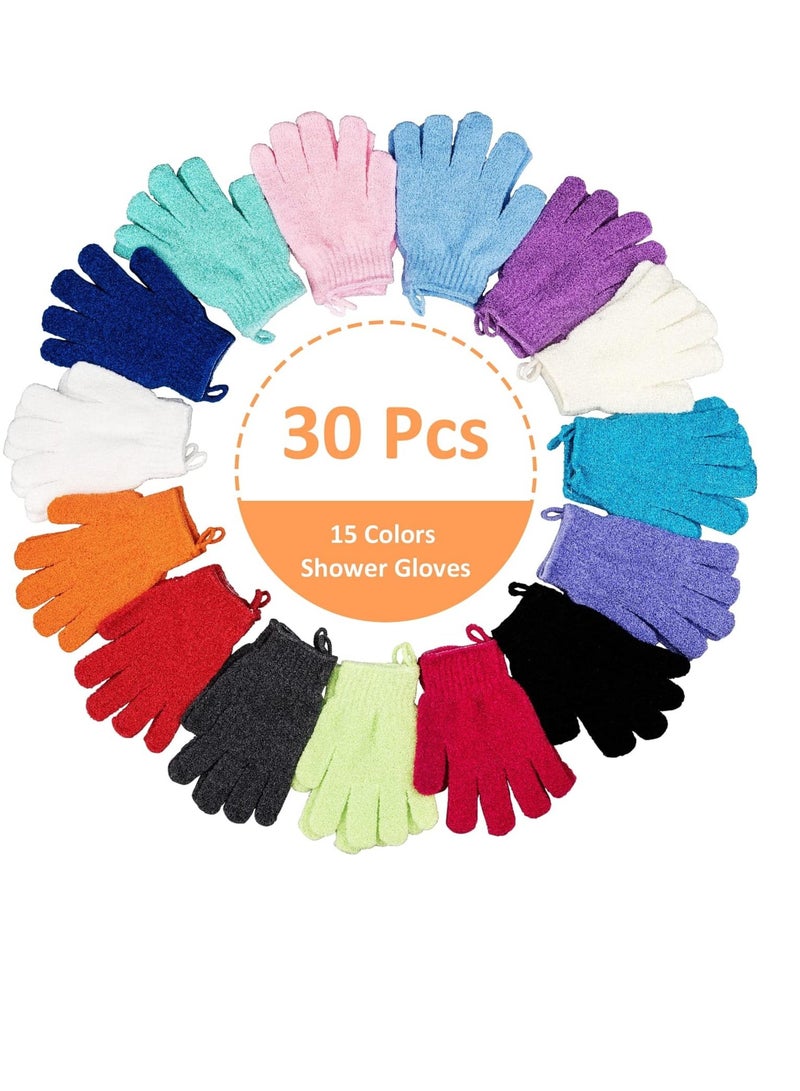 aisunlee 30 Pcs Exfoliating Gloves for Shower, 15 Colors Body Exfoliator Glove with Hanging Loop, Scrub Exfoliate Glove Mitt Bath Face Spa Hand Scrubber Wash Deep Scrubbing Dead Skin for Women Men, by Aisuly - Image 2