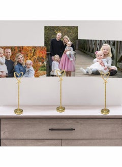 SYOSI 5 Pcs Mini Place Card Holders, Heart Shape Clip Place Cards Holder, Cute Table Card Holder Table Picture Stands, Wire Photo Holder Menu Memo Clips, Idea for Wedding, Anniversary Party (Gold)  - Image 3