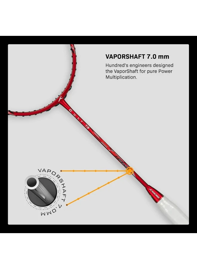 HUNDRED Cult Strung Badminton Racket With Full Cover