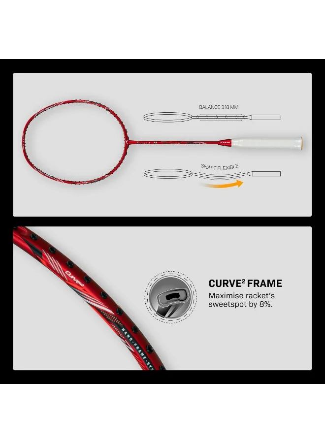 HUNDRED Cult Strung Badminton Racket With Full Cover