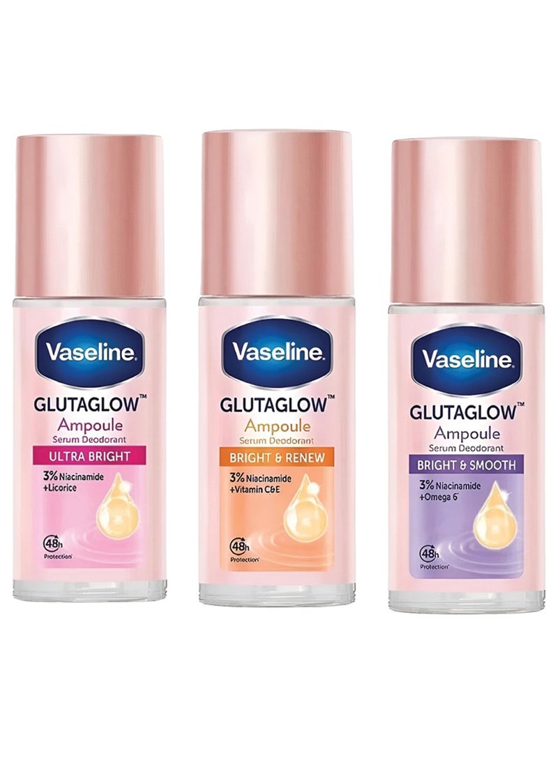 Vaseline Glutaglow Set of Ultra, Renew and Smooth Bright Ampoule Serum Deodorant each 45ml