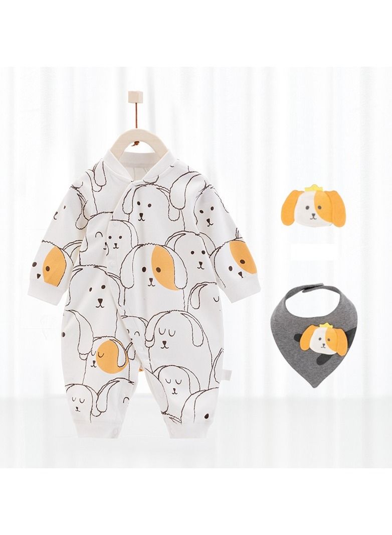 Loquat A Cute Long-sleeved Jumpsuit For Babies And Toddlers With Bib 