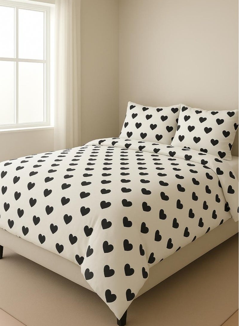يارلن-كيس لحاف بسوستة، 220*240 سم، تصميم قلب اسود