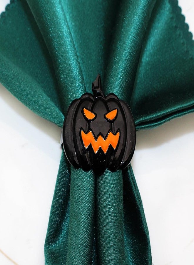 Furimuk 6 Pcs Halloween Napkin Rings Set Pumpkin Napkin Ring Holders Black Spooky Metal Alloy Serviette Buckles for Halloween Kitchen Dinner Table Party Decorations - Image 3
