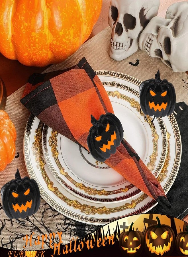 Furimuk 6 Pcs Halloween Napkin Rings Set Pumpkin Napkin Ring Holders Black Spooky Metal Alloy Serviette Buckles for Halloween Kitchen Dinner Table Party Decorations - Image 4