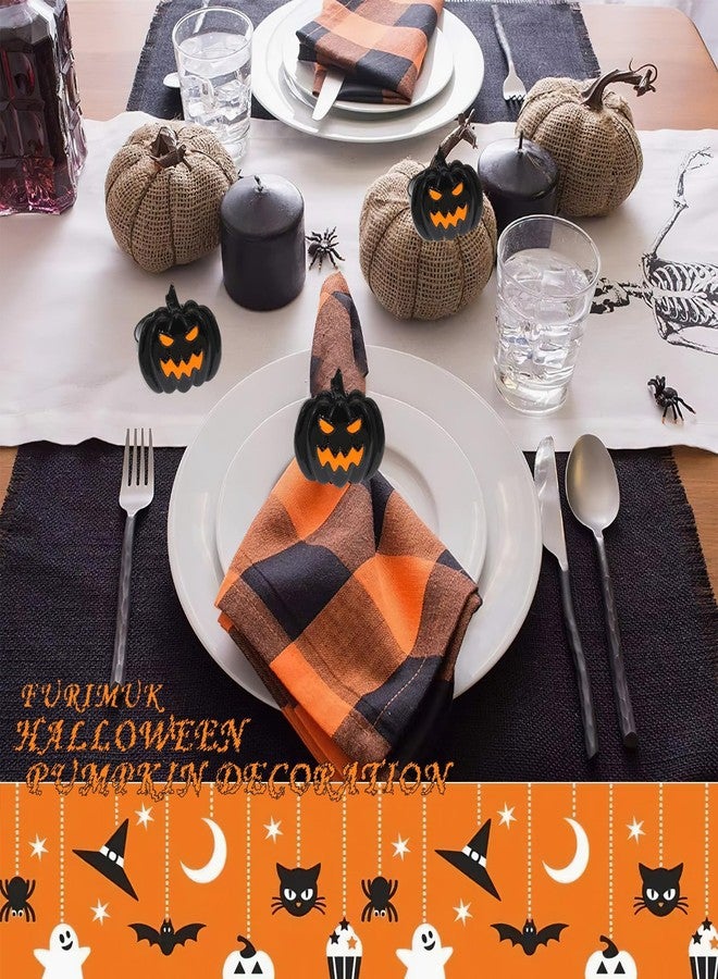 Furimuk 6 Pcs Halloween Napkin Rings Set Pumpkin Napkin Ring Holders Black Spooky Metal Alloy Serviette Buckles for Halloween Kitchen Dinner Table Party Decorations - Image 5
