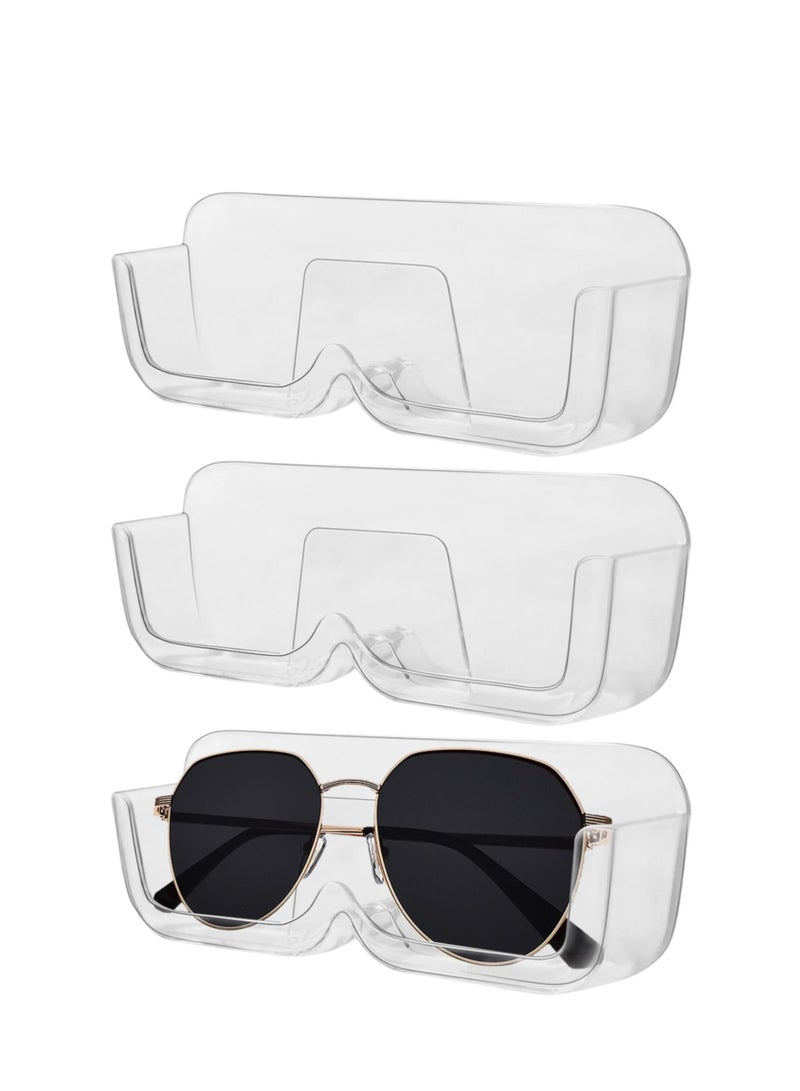 3Pcs Sunglasses Organizer Wall Mounted Sunglasses Holder Clear Acrylic Glasses Storage No Drilling Space Saving Eyeglasses Glasses Holder for Office Bedroom  - Image 1