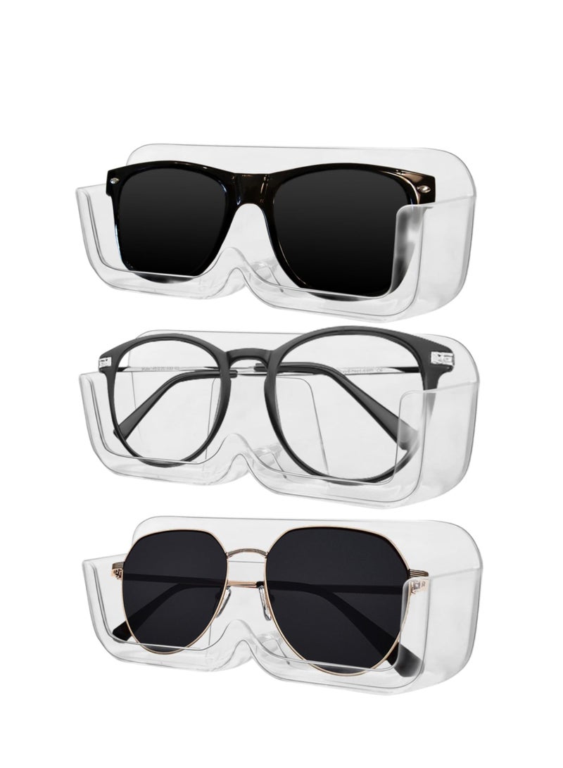 3Pcs Sunglasses Organizer Wall Mounted Sunglasses Holder Clear Acrylic Glasses Storage No Drilling Space Saving Eyeglasses Glasses Holder for Office Bedroom  - Image 4