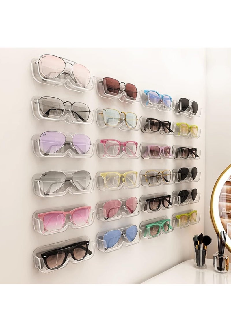 3Pcs Sunglasses Organizer Wall Mounted Sunglasses Holder Clear Acrylic Glasses Storage No Drilling Space Saving Eyeglasses Glasses Holder for Office Bedroom  - Image 5