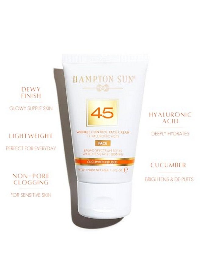 Hampton Sun Spf 45 Wrinkle Control Face Cream Daily Moisturizer + Sunscreen Plumps Hydrates Brightens With Hyaluronic Acid + Organic Cucumber Extract Broad Spectrum Glowy Dewy Finish - Image 3