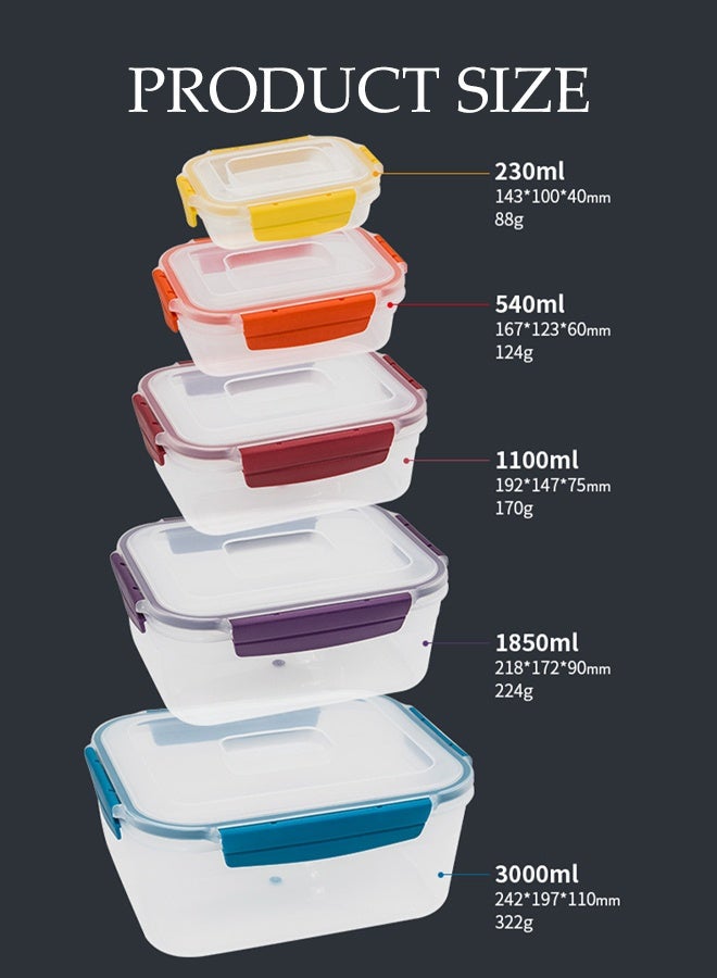 DUNISO 5Pcs Food Storage Containers Airtight Stackable Food Prep Containers Sets with Lids Lunch Containers Lunch Boxes with Snap-Lock Lids Microwave Freezer Safe Reusable Fridge Storage Boxes Microwave, Freezer and Dishwasher Safe - Image 3