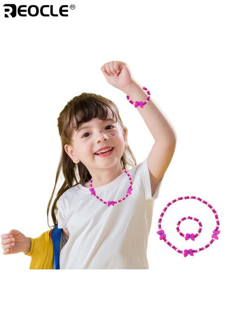 ريوكل قطعتان من مجموعة مجوهرات الأطفال الفاكهية عقد وسوار خرز إكسسوارات للارتداء اليومي العارض مجموعة إكسسوارات مرحة - Image 4