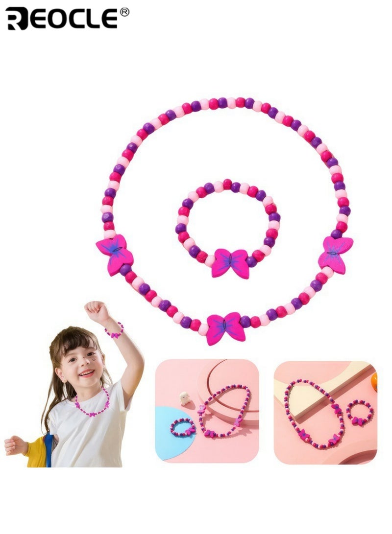 ريوكل قطعتان من مجموعة مجوهرات الأطفال الفاكهية عقد وسوار خرز إكسسوارات للارتداء اليومي العارض مجموعة إكسسوارات مرحة - Image 3