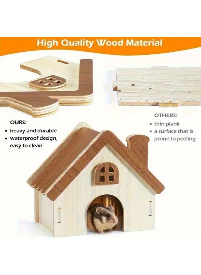 1 منصة خشبية منزل للهامستر مع سلم مكان اختباء الهامستر السوري إكسسوار قفص - Image 4
