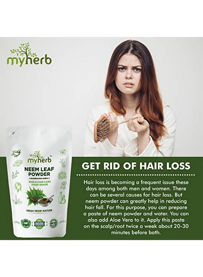 myherb 100% Natural Neem Leaf Powder ;; Healthy Hair & Hair Cleanser ;; Skin Acne Face Packs ;; For Man And Women 227 Gm/0.5 Lbs  - Image 4
