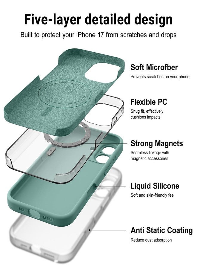 OTOFLY Magnetic for iPhone 17 Case,Compatible with Magsafe,Classic Liquid Silicone Mobile Phone Case,Integrated Camera Control Button,Anti-Scratch Microfiber Lining, Pine Green - Image 4