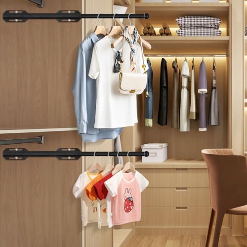FOTRIC Valet Rod For Closet Pull Out, Heavy Duty Adjustable Valet Rod For Closet, Laundry Room, Bedroom, Bathroom (Black) - Image 5