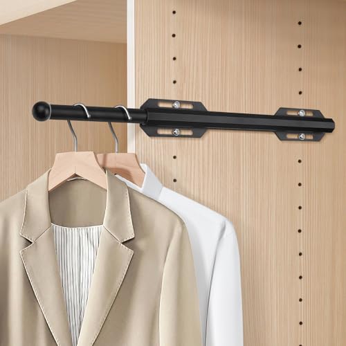 FOTRIC Valet Rod For Closet Pull Out, Heavy Duty Adjustable Valet Rod For Closet, Laundry Room, Bedroom, Bathroom (Black) - Image 4