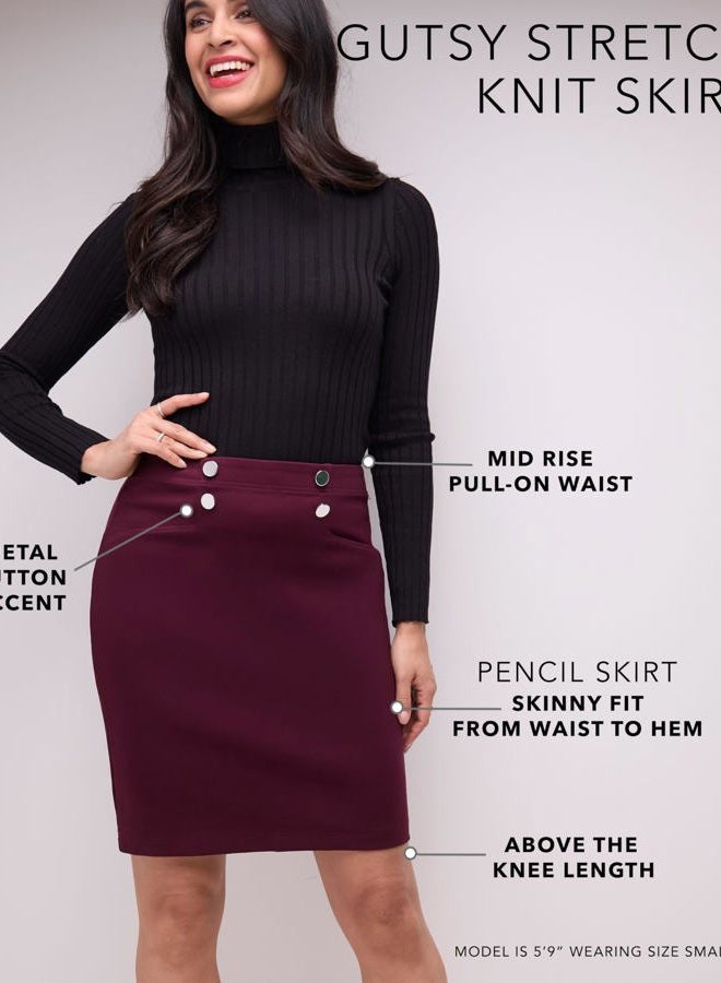 Rekucci Women's Pull-On Stretchy Knit Pencil Skirt with Button Detail (X-Large, Black) - Image 2