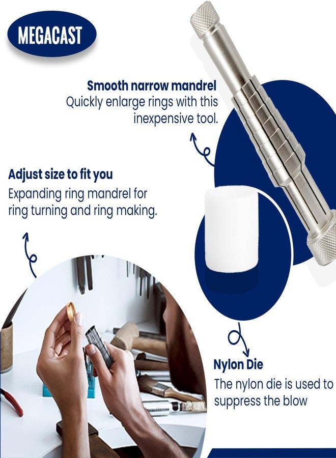 MegaCast Ring Stretcher Set with Ring Sizer Tool, Solid Steel Ring Size Adjuster & Finger Size Gauge Tool with Plastic Mandrel kit for Precise Ring Resizing and Measurement - Image 4