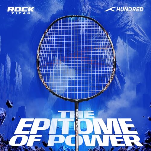 Hundred Carbon Graphite Rock Titan Strung Badminton Racket with Full Cover | 4U (80-84 Grams) | Maximum String Tension - 32lbs | VaporShaft 7mm Shaft | Head Heavy (Black) - Image 2
