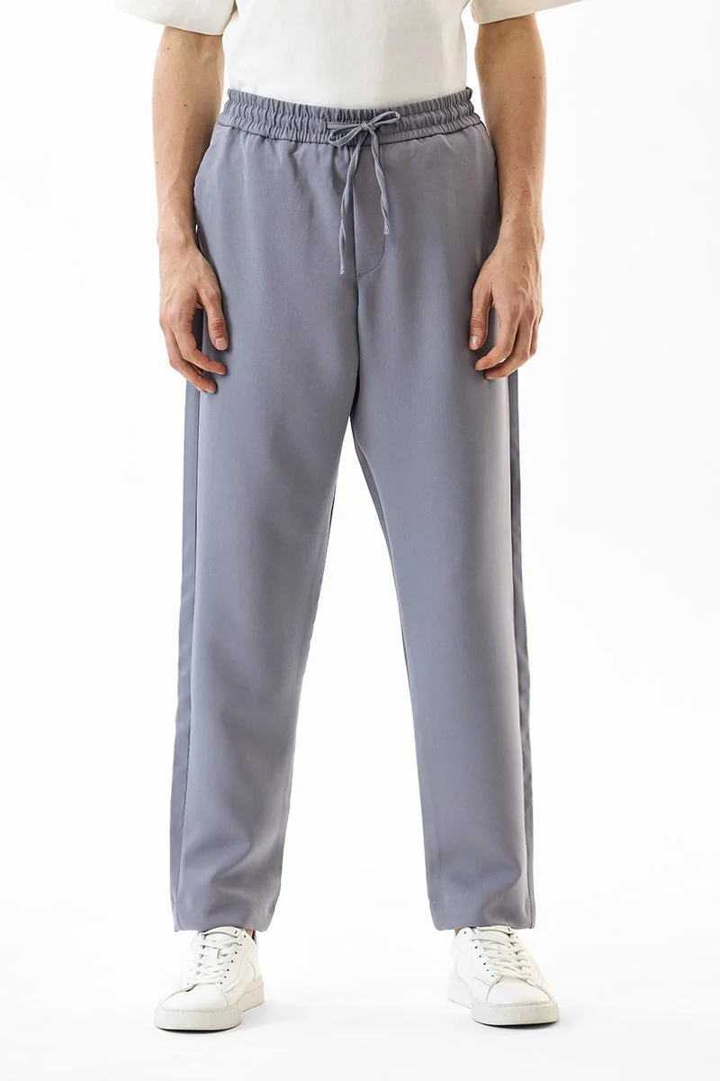 SNITCH Grey Regular Fit Stretch Grey Trousers for Men | Best Price UAE