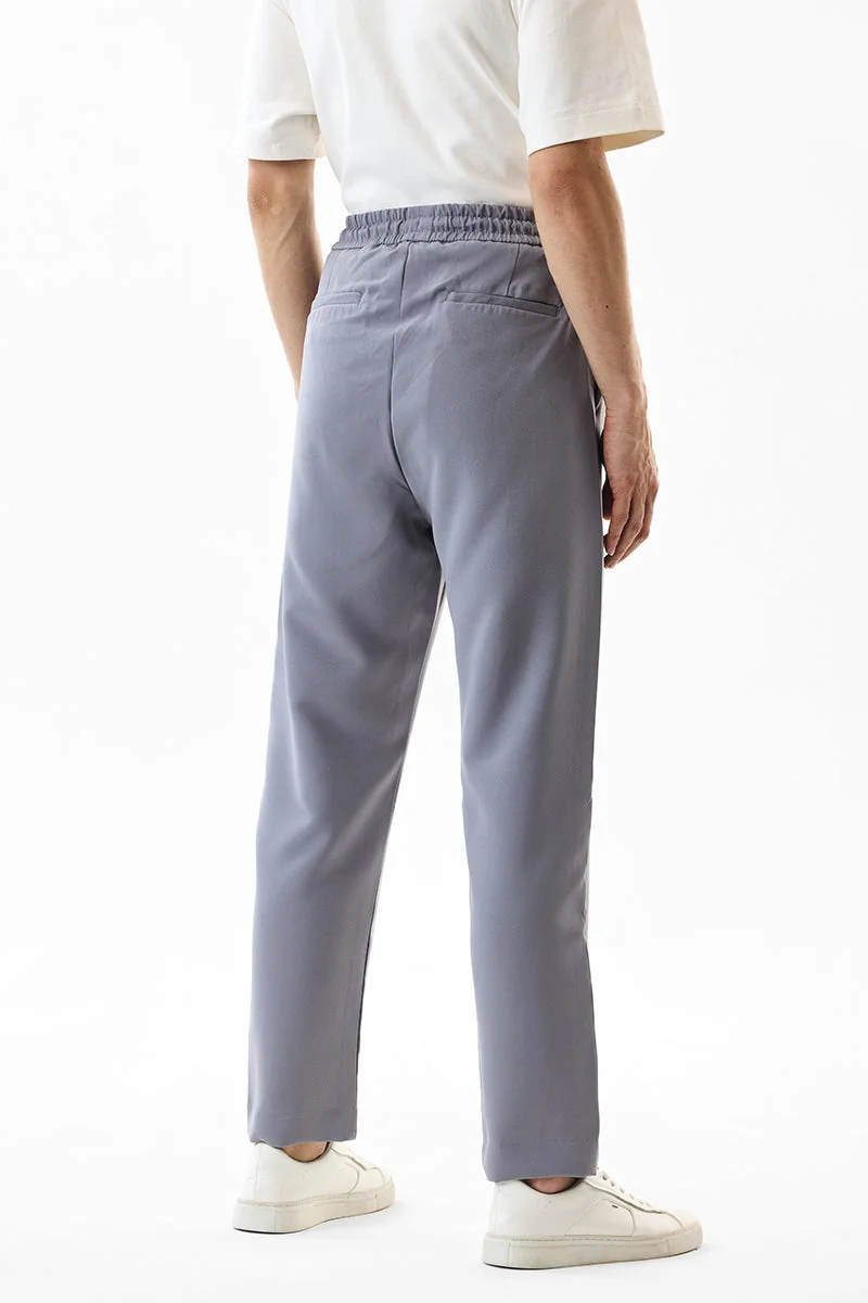 SNITCH Grey Regular Fit Stretch Grey Trousers for Men | Best Price UAE