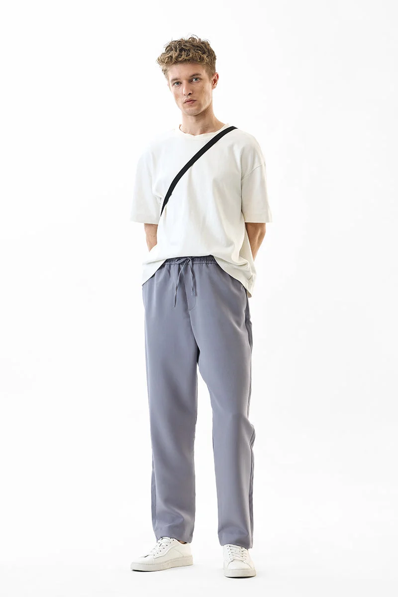 SNITCH Grey Regular Fit Stretch Grey Trousers for Men | Best Price UAE