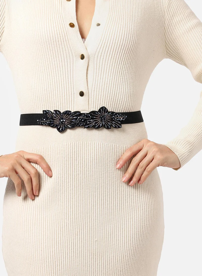 صوص هاوت Black Textured Waist Belt
