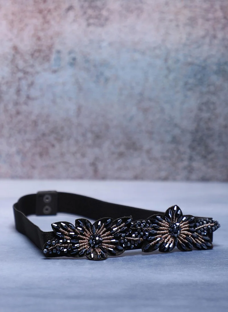 صوص هاوت Black Textured Waist Belt
